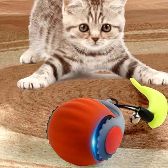 🐾 Speedy Tail 2.0 - Interactive Electric Rolling Ball with Teasing Tail – Smart Cat Toy for Indoor & Outdoor Fun 🎉🐱