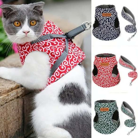 🔥Cat Dogs Vest Harness and Leash Anti-break Away Chest Strap Cat Clothes